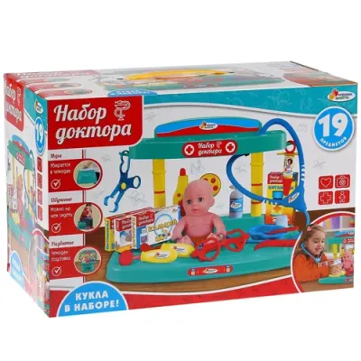 Набор доктора в чемодане с пупсом, 19 предметов в русс. кор. ТМ “Играем вместе“