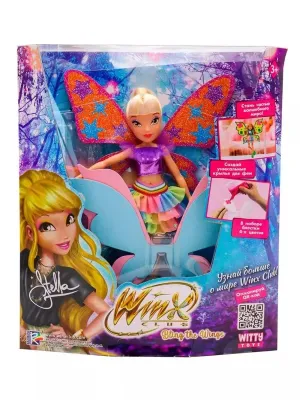 Шарнирная кукла Winx Club "Bling the Wings" Стелла с крыльями и глиттером, 24 см,