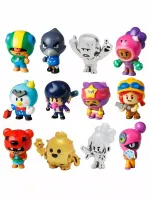 Набор коллекционных фигурок Brawl Stars, 12 шт. в коробке, 3 редких героя: Леон Кроу и Сэн