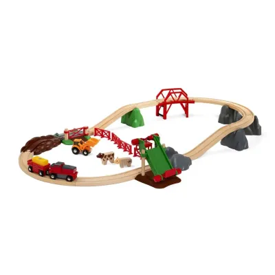 BRIO игр.наб. Сельское поселение,с эл.поездом на бат. с 1 ваг.,погрузчиком сена, бульдозером,домаш.ж
