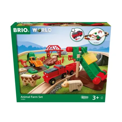 BRIO игр.наб. Сельское поселение,с эл.поездом на бат. с 1 ваг.,погрузчиком сена, бульдозером,домаш.ж