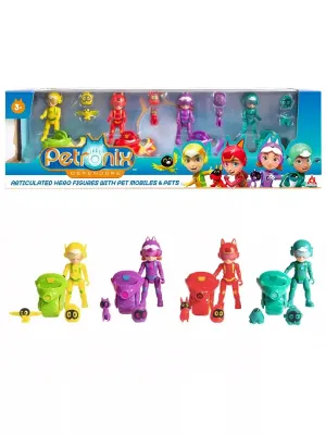 Petronix Игровой набор 4 фигурки героев и пэтмобили
