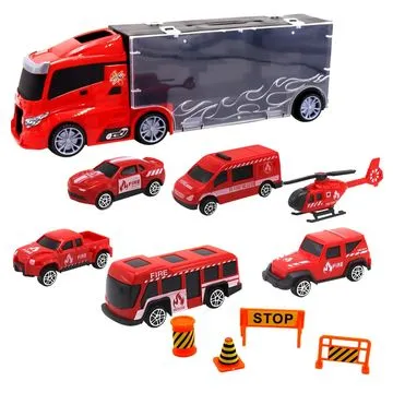 Игровой набор Funky Toys Пожарная машина-кейс: машинки 6 шт