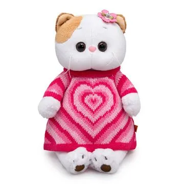BUDI BASA Кошка Ли-Ли в вязаном платье с сердцем 24 см
