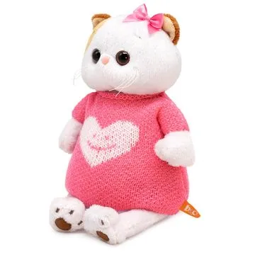 BUDI BASA Кошка Ли-Ли в вязаном платье с сердцем, 24 см