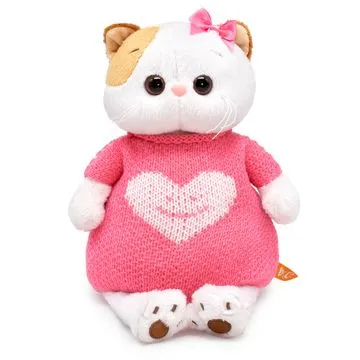 BUDI BASA Кошка Ли-Ли в вязаном платье с сердцем, 24 см