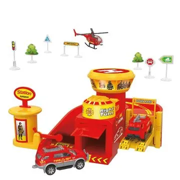 Портативный игровой набор - пожарная станция Funky Toys, красный, в наборе 32 предмета 