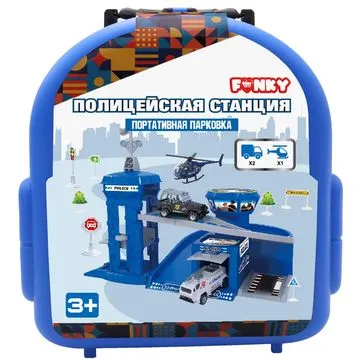 Портативный игровой набор - полицейская станция Funky Toys, синий, в наборе 32 предмета